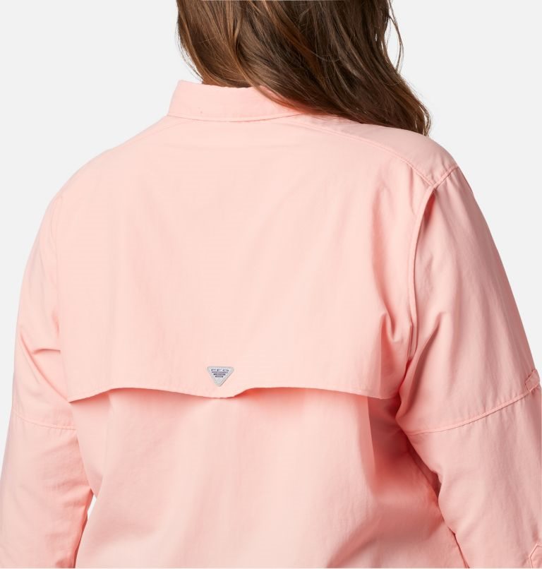 Women's Columbia PFG Bahama Long Sleeve Shirts Pink | Plus Size CA-ZA083
